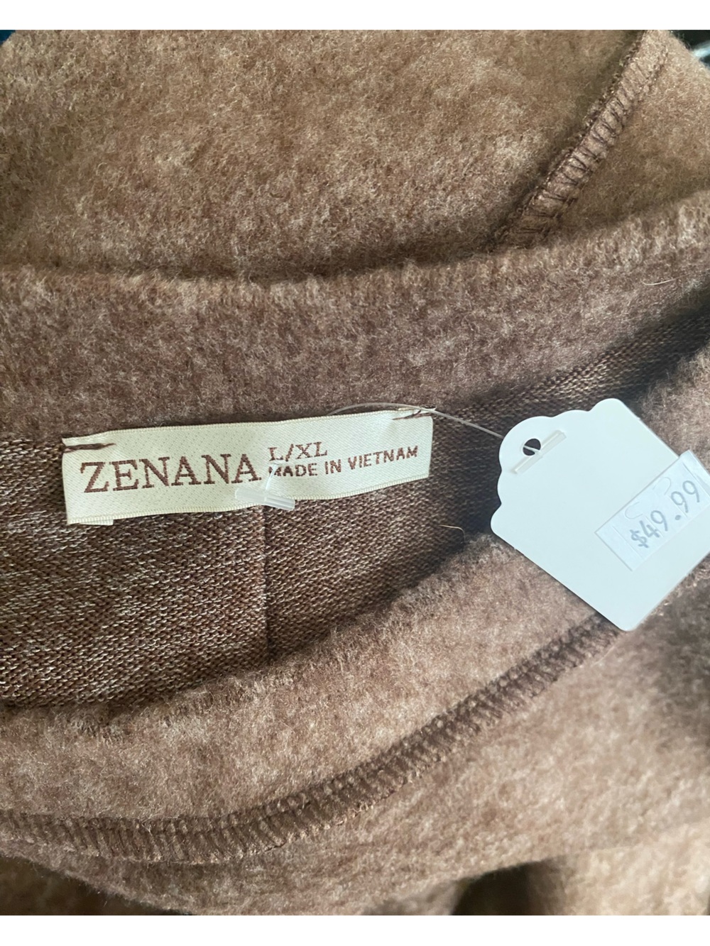 Zenana Hacci Cozy Mocha Knit Pullover Sweater Academia L/XL - Picture 7 of 8